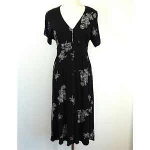 Mod Ref Meredith Floral Embroidered Dress Black and White Size S